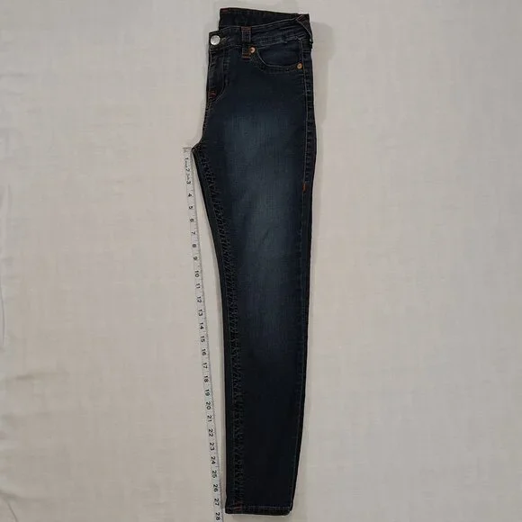 True Religion Halle Super Skinny Jeans Womens Size 31 Mid Rise Denim Blue - Picture 11 of 16